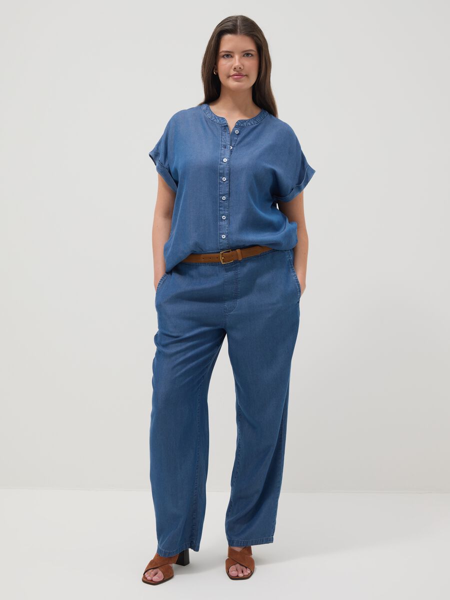 Jogginghose aus reinem Lyocell in Blau mit regul&auml;rer Passform_0