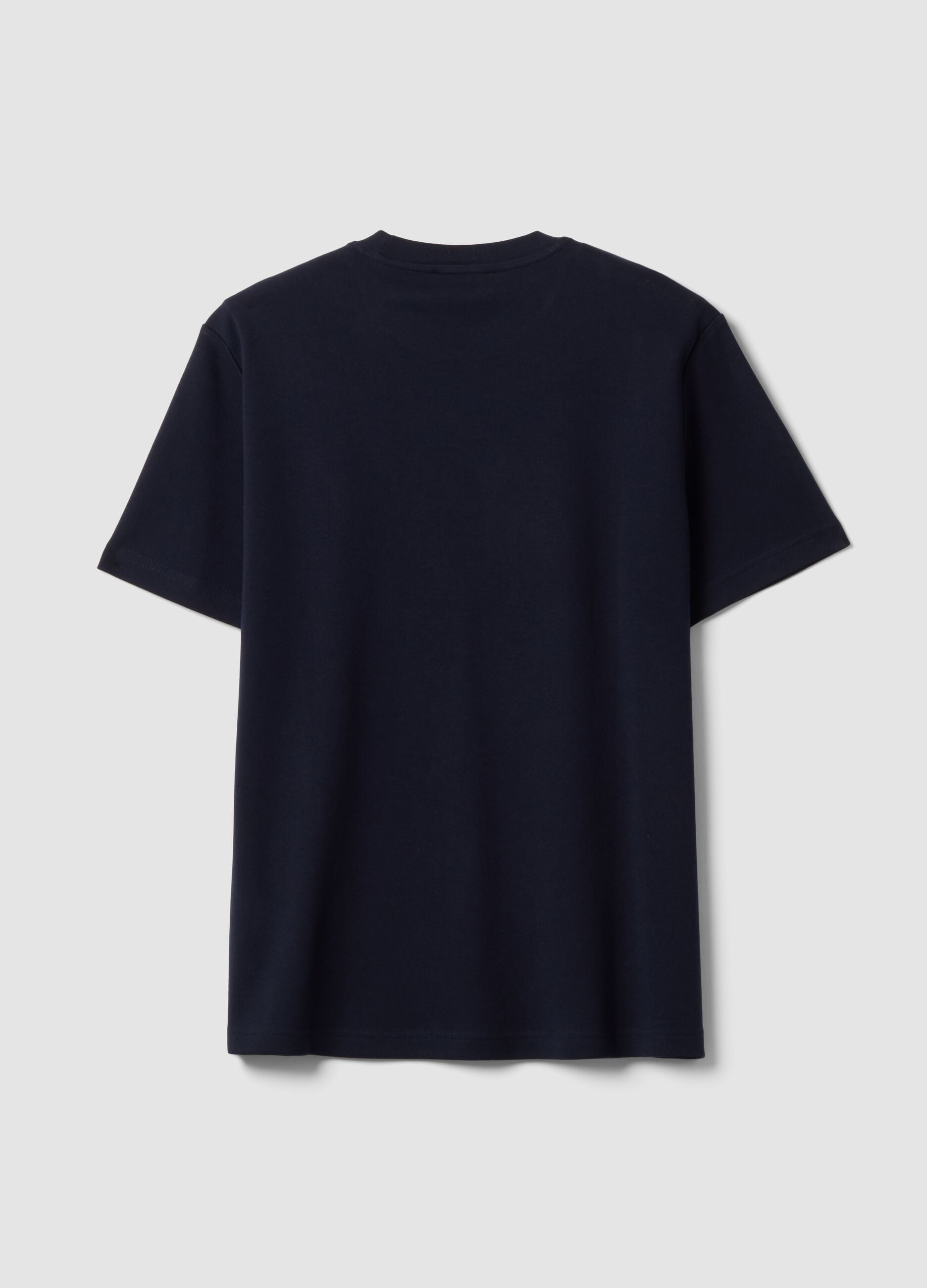 Blue pure cotton short-sleeve regular-fit T-shirt