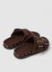 Brown genuine leather sandals with buckles and metallic details_2