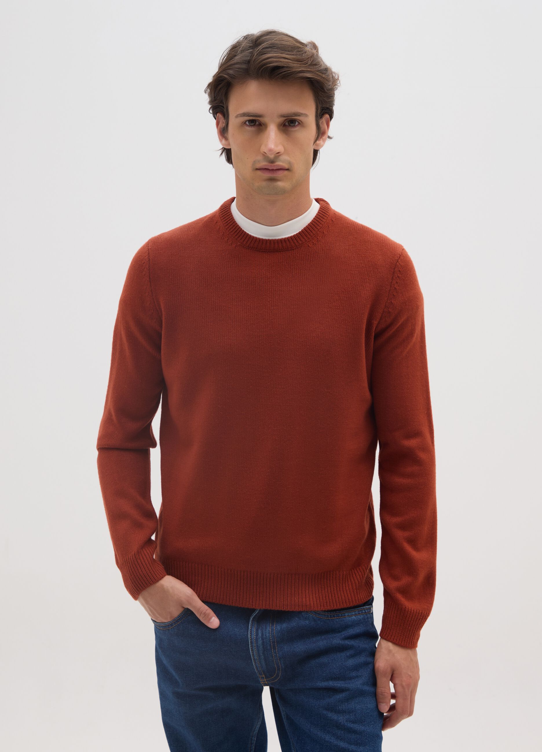 Red Crew Neck Sweater Regular Fit
