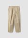 Beige linen-cotton blend trousers with an elasticated waist_4