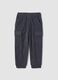 Grey ribbed cargo trousers, comfort fit_0