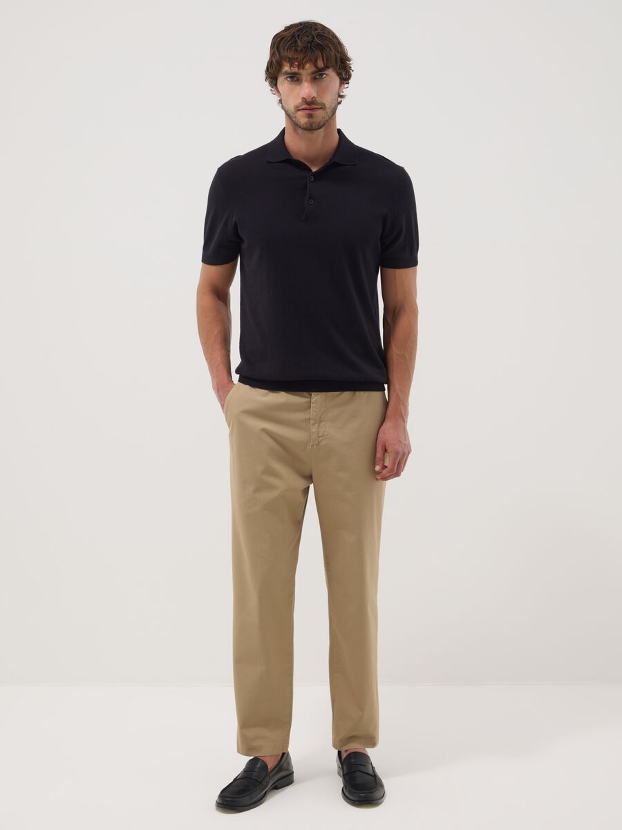 Beige pure cotton chino trousers_0