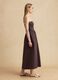 Brown maxi dress in stretch cotton, regular fit, strapless_1