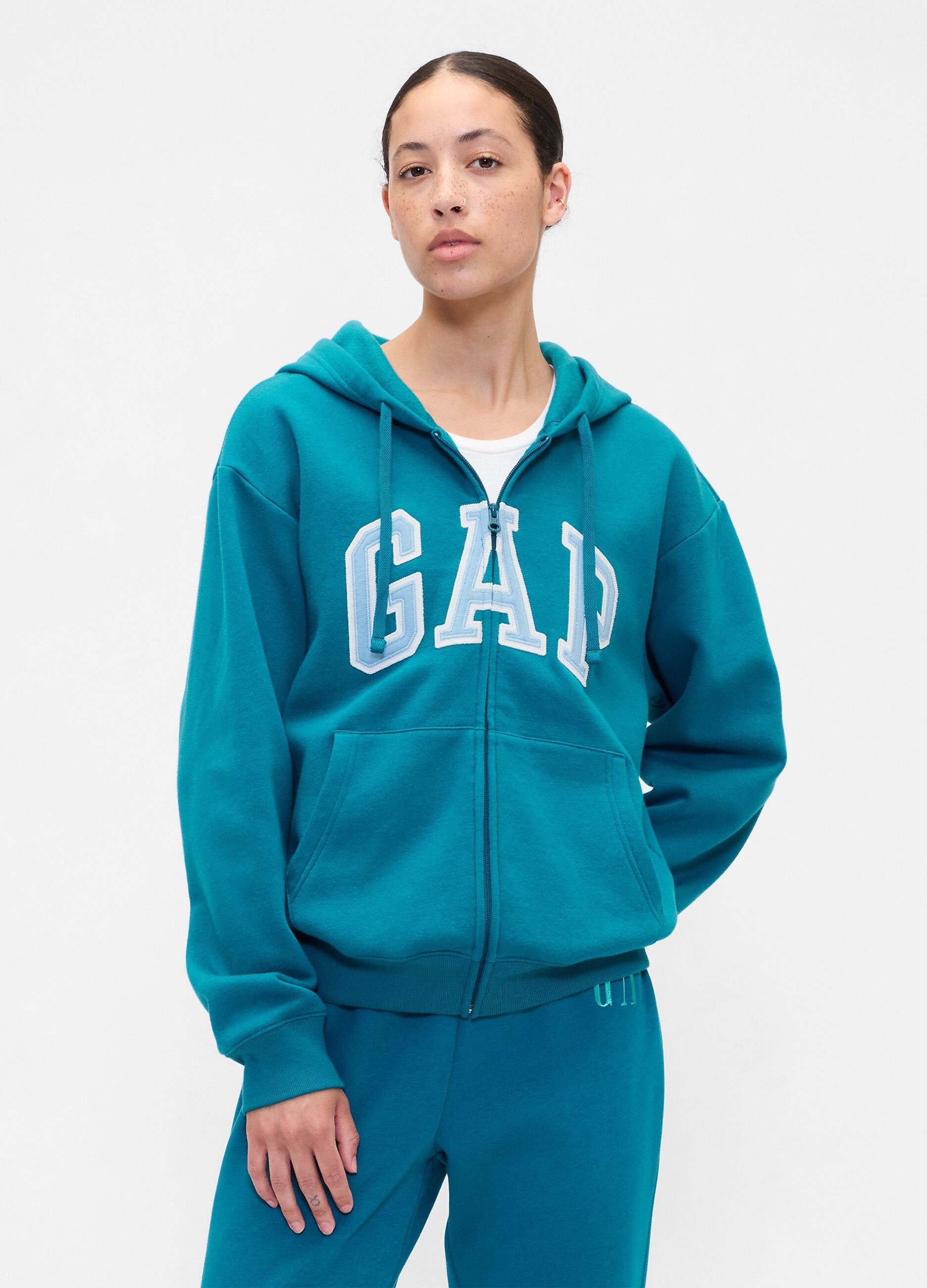 Blue Hoodie with Full Zip