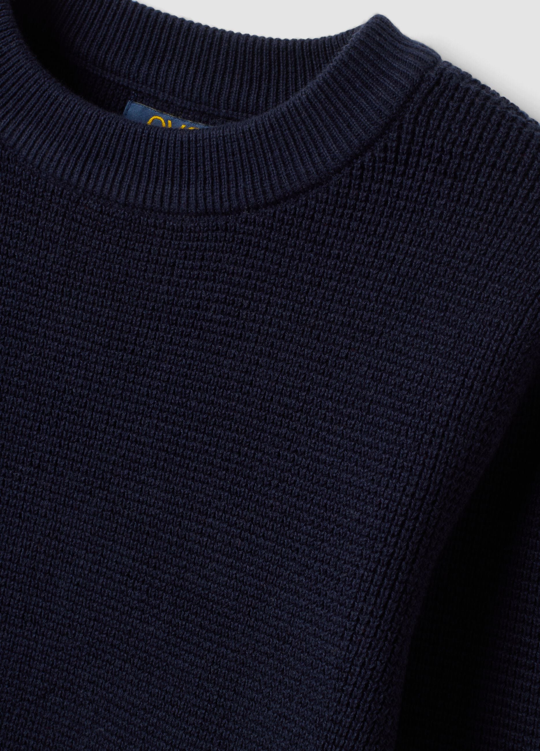 Maglia blu in misto cotone girocollo lavorata a maglia