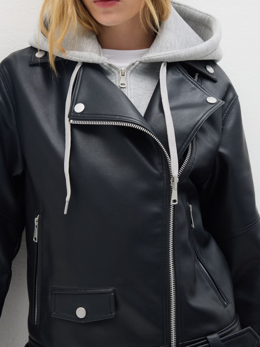 Black biker jacket with zip_2