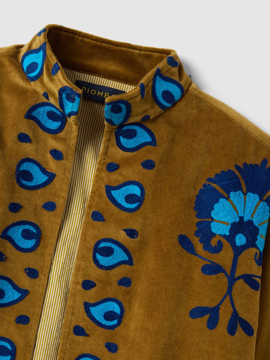 Oversized multicolour pure cotton kimono with embroidery_5