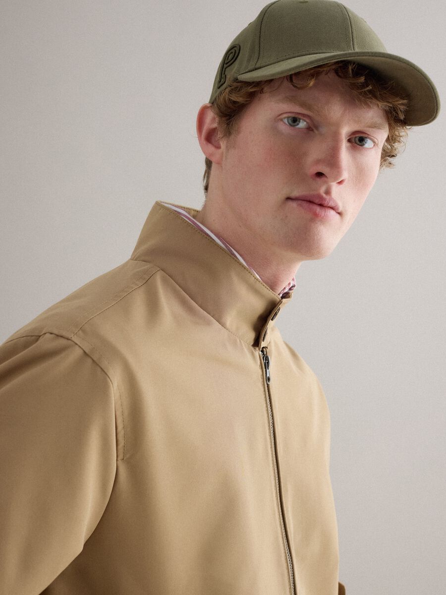 Beige regular fit jacket with zip_3