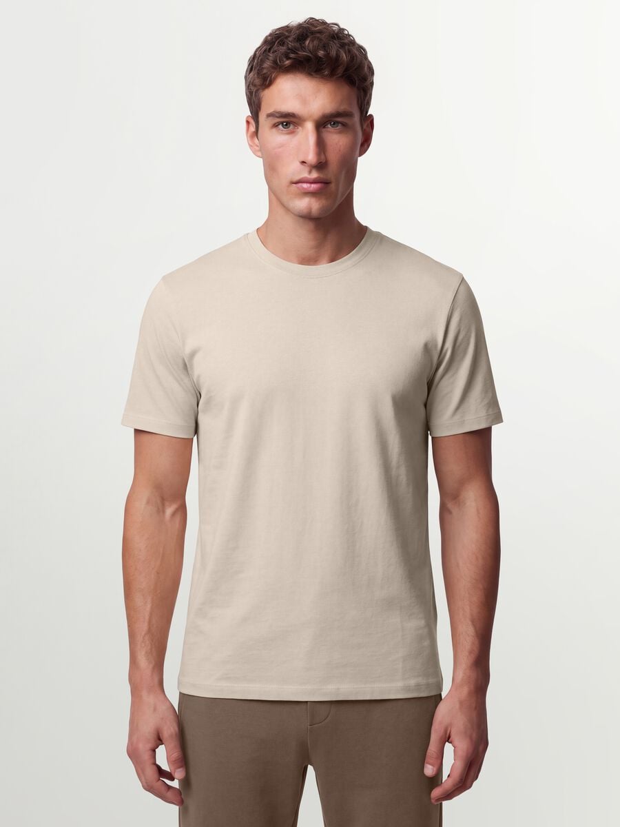 Beige organic cotton jersey T-shirt, regular fit_0