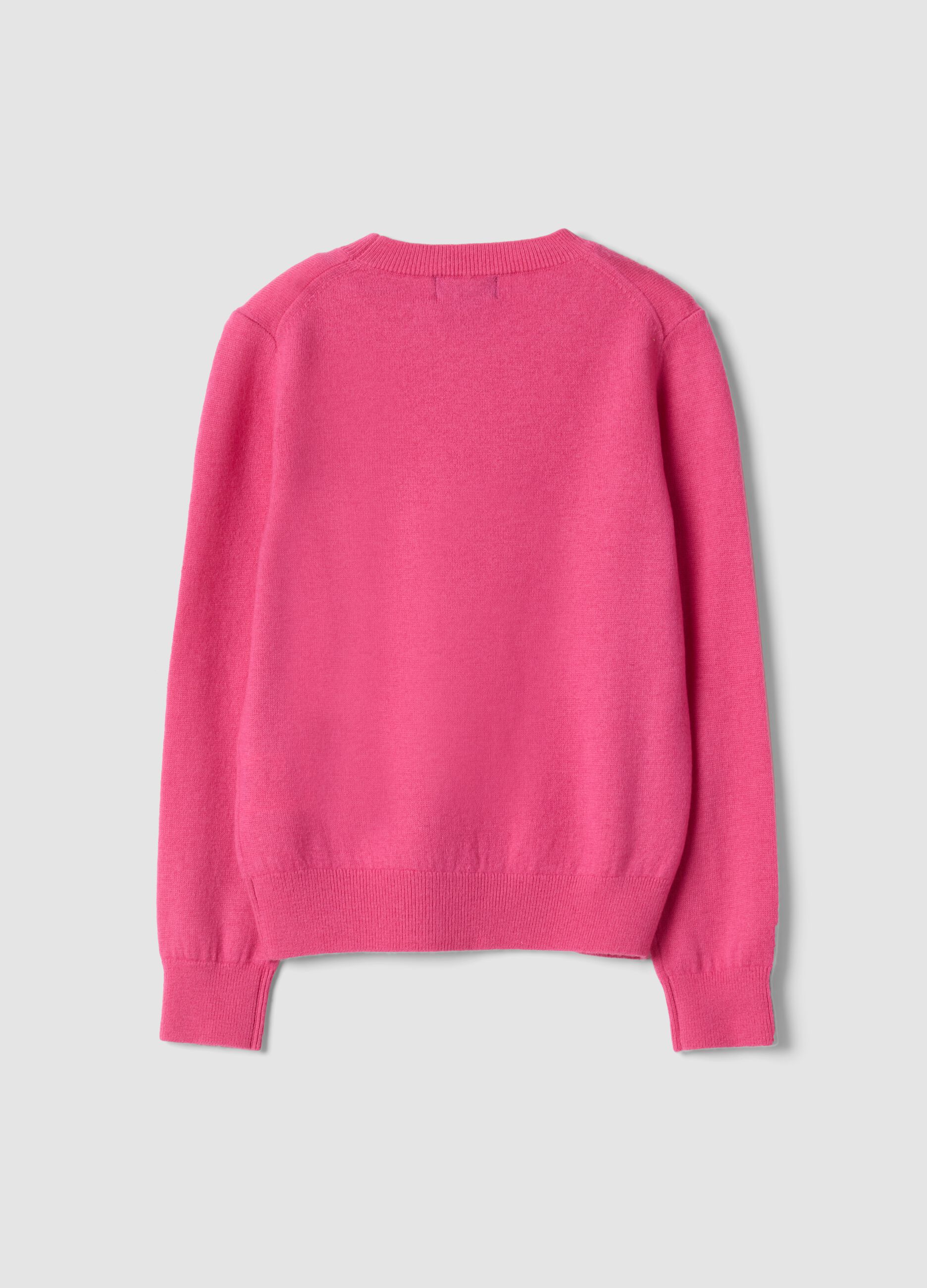 Pink pure wool long-sleeve jumper, regular fit