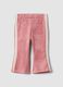 Pantaloni flare rosa in tessuto elasticizzato a costine_0