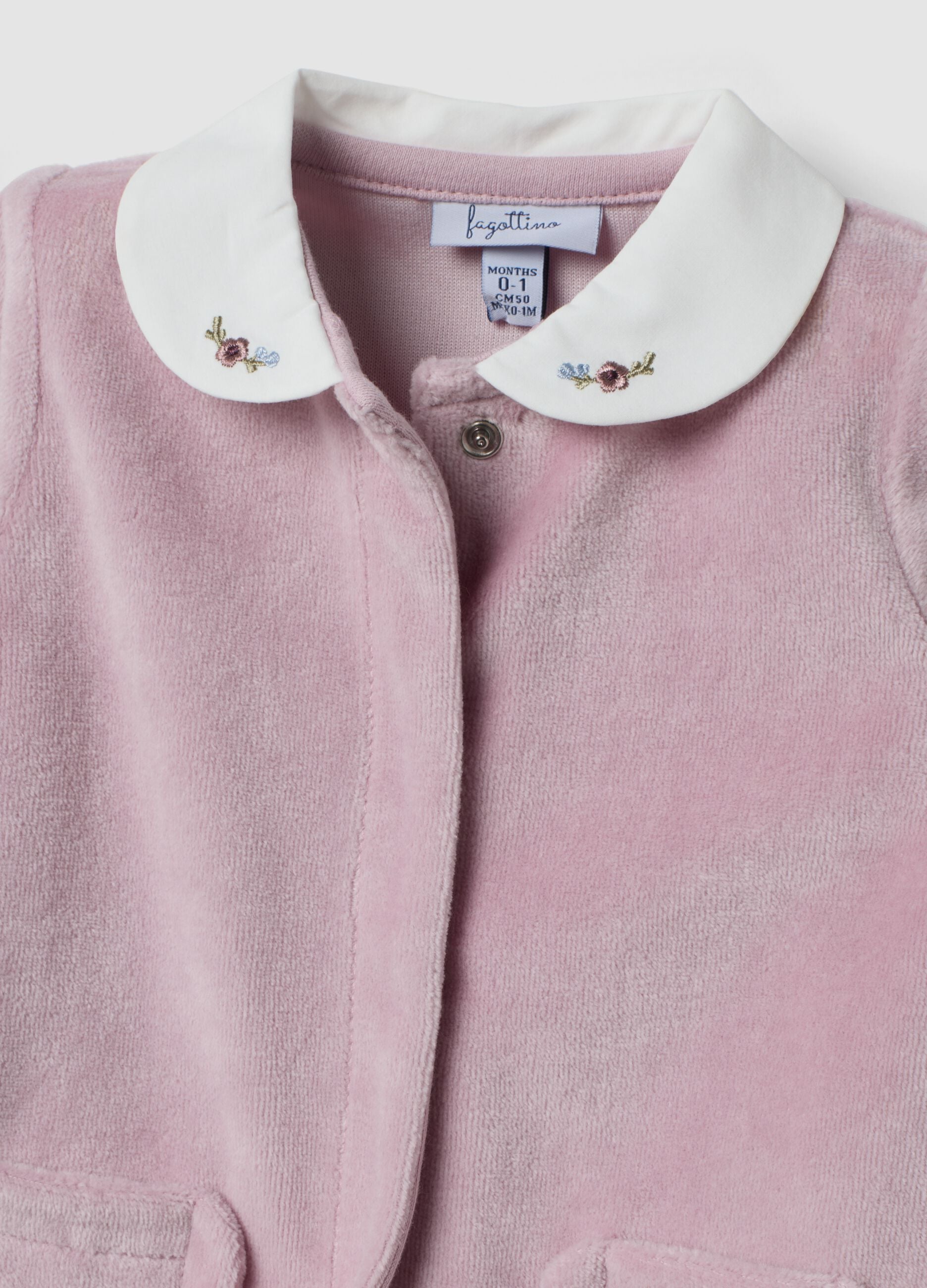 Pink organic cotton-blend baby sleepsuit with feet