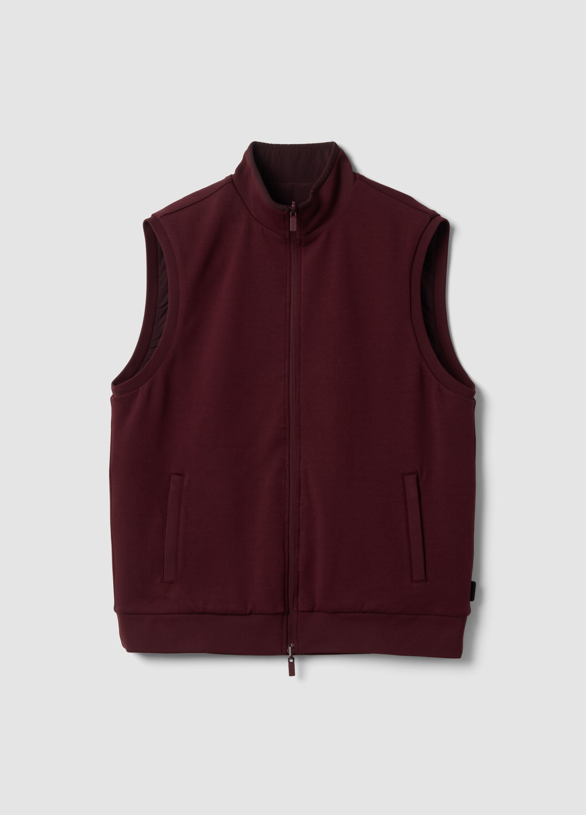 Rote, wendbare Weste aus Stretch-Baumwolle mit Kragen, Regular Fit