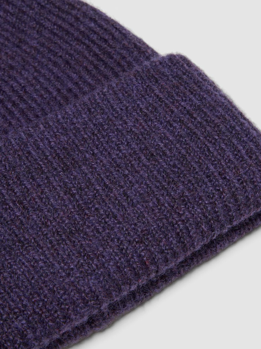 Lilac purple ribbed stretch-fabric beanie_1