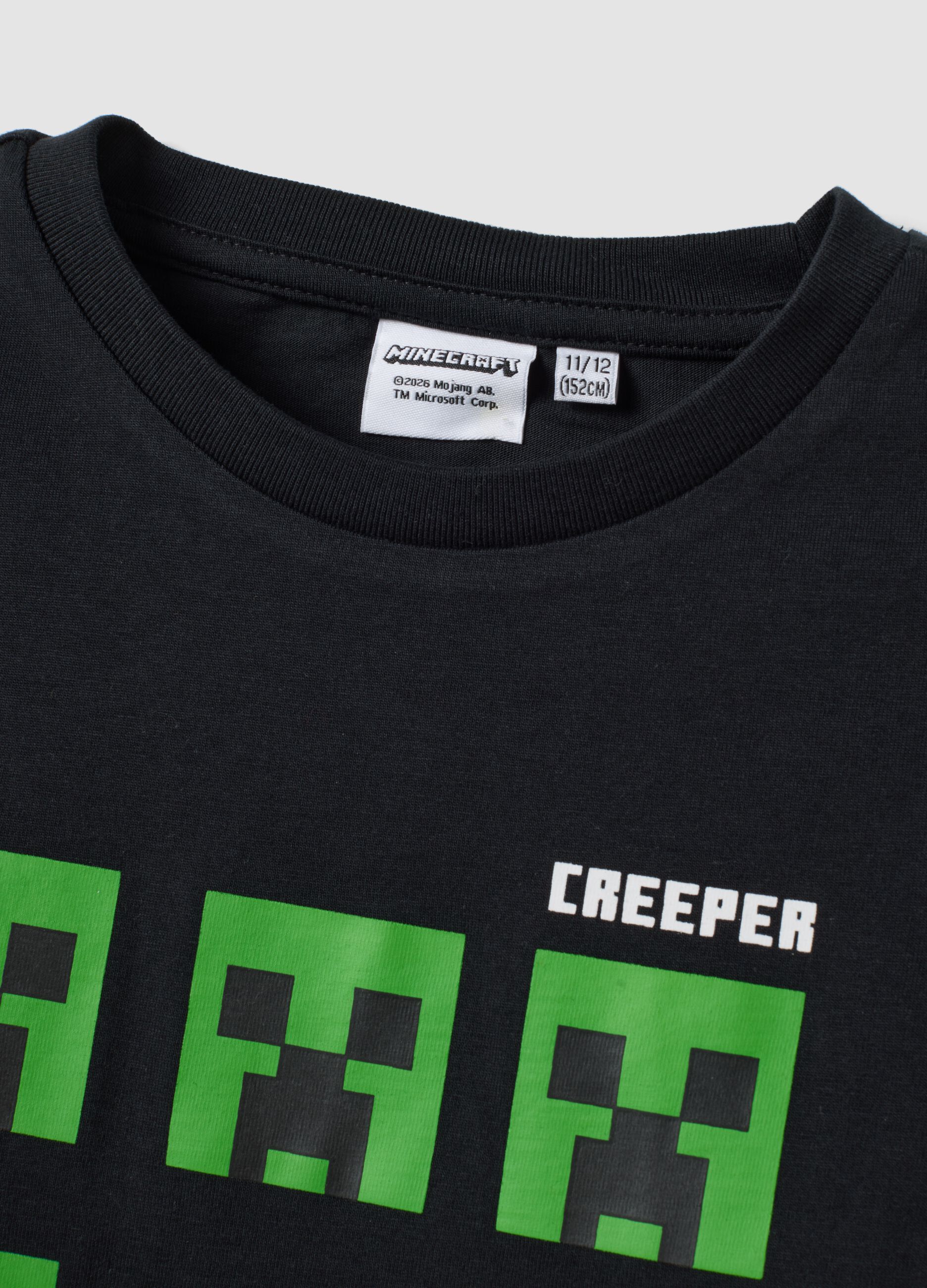 Schwarzes T-Shirt aus reiner Baumwolle mit Minecraft-Print f&uuml;r Jungen