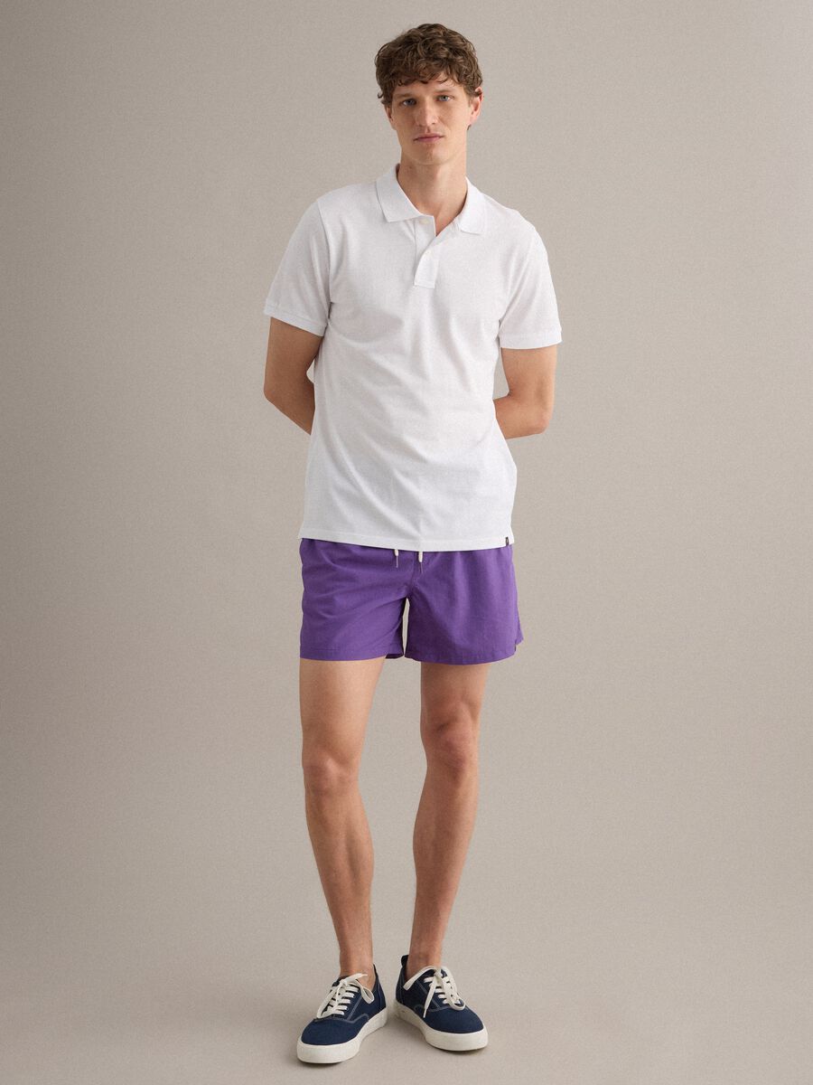 Short de bain violet avec taille &eacute;lastiqu&eacute;e et cordon de serrage_0