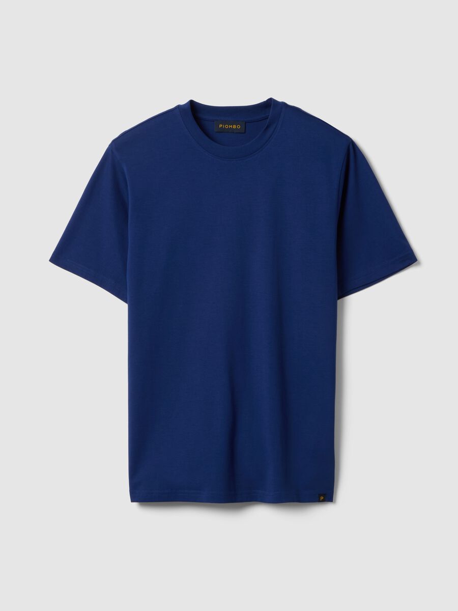 Blaue T-Shirt aus reiner Baumwolle mit Rundhals und entspannter Passform_4