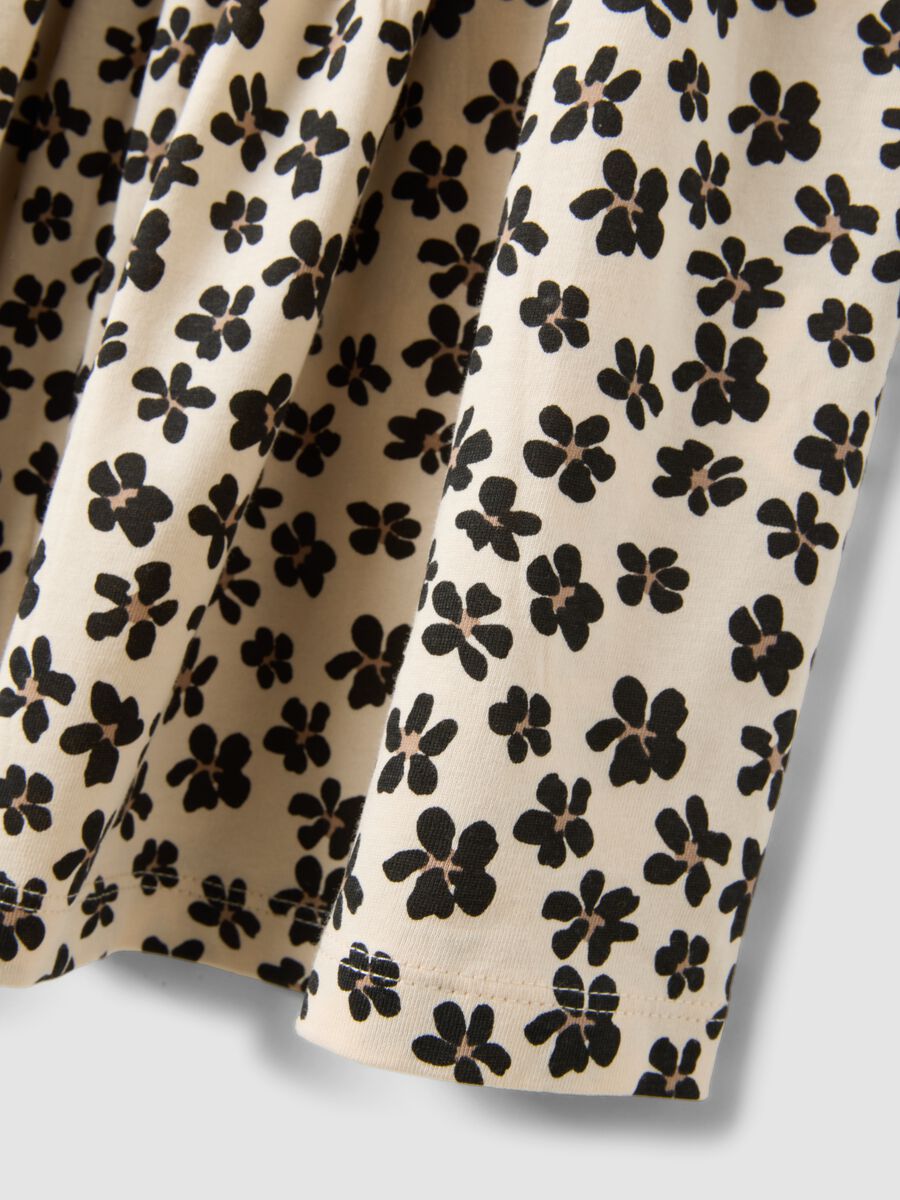 Beige pure cotton dress with floral print_3