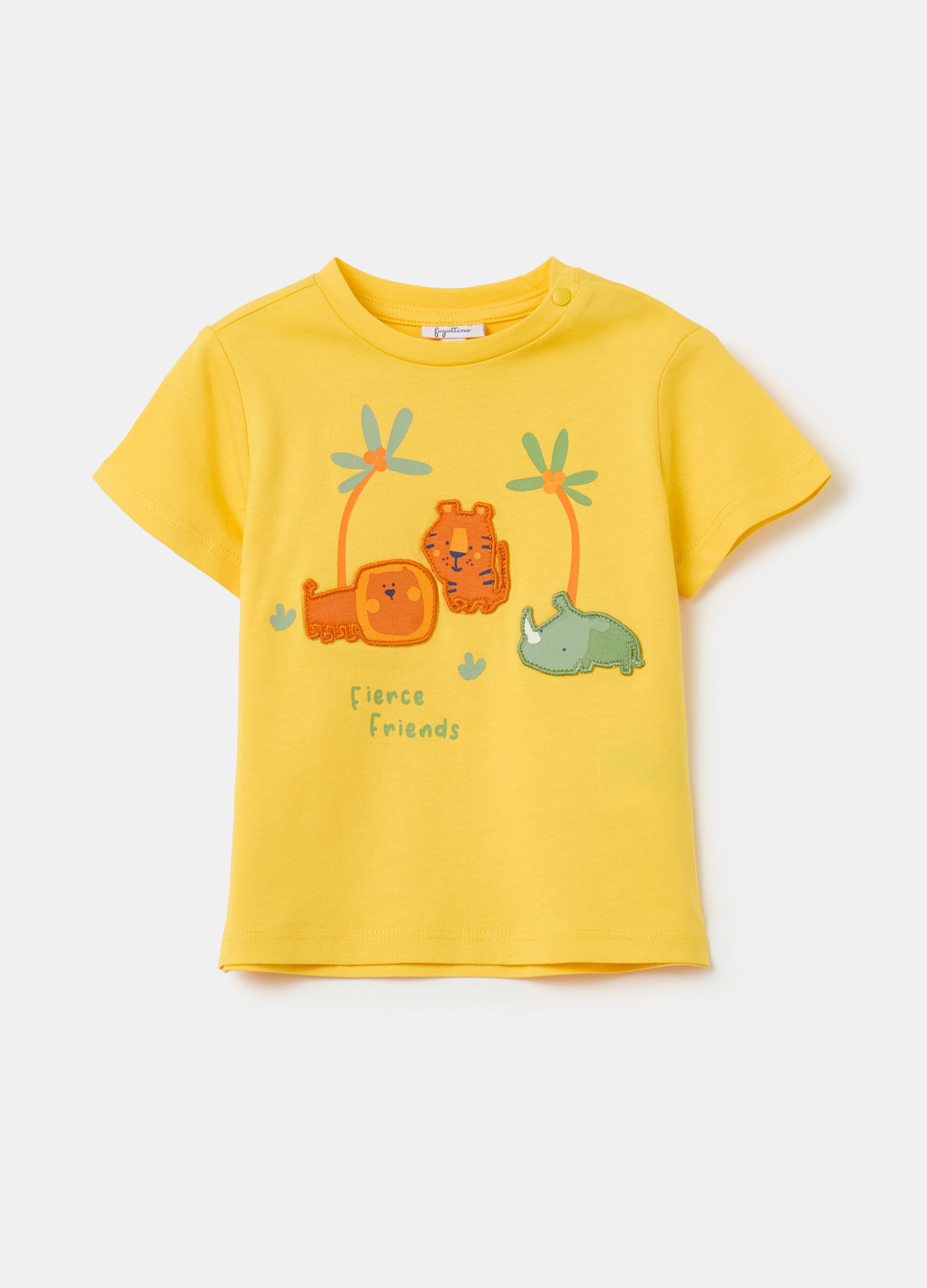 Cotton T-shirt with animals print