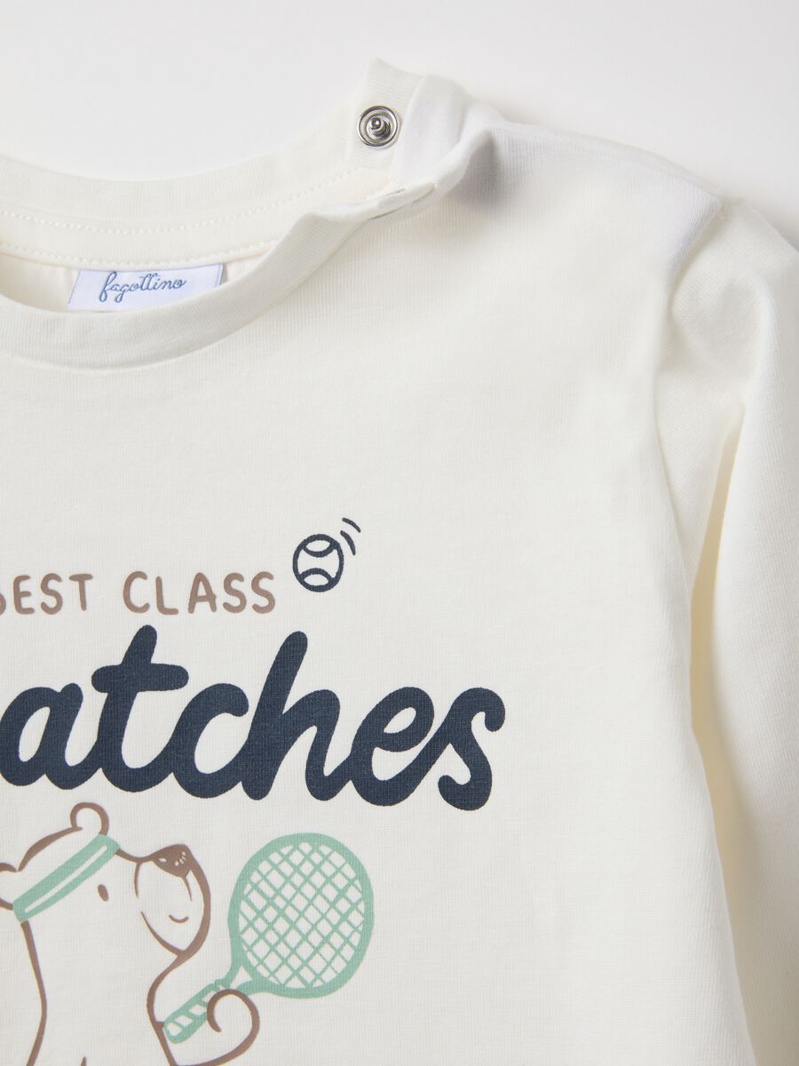 White pure cotton regular fit children's t-shirt with print_2