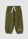Green pure cotton jogger trousers with car print for boys_0