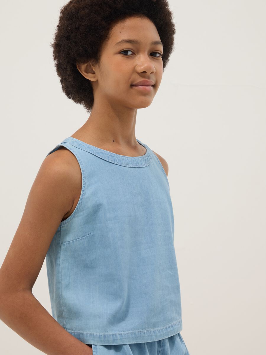 Hellblaue Bluse aus reiner Baumwolle_2