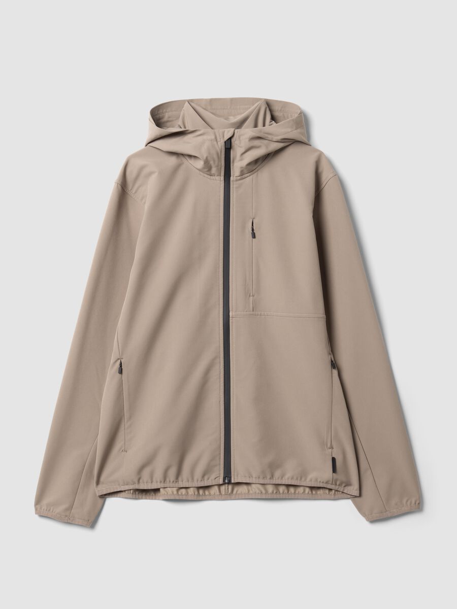 Beige hooded jacket in stretch fabric, regular fit_4