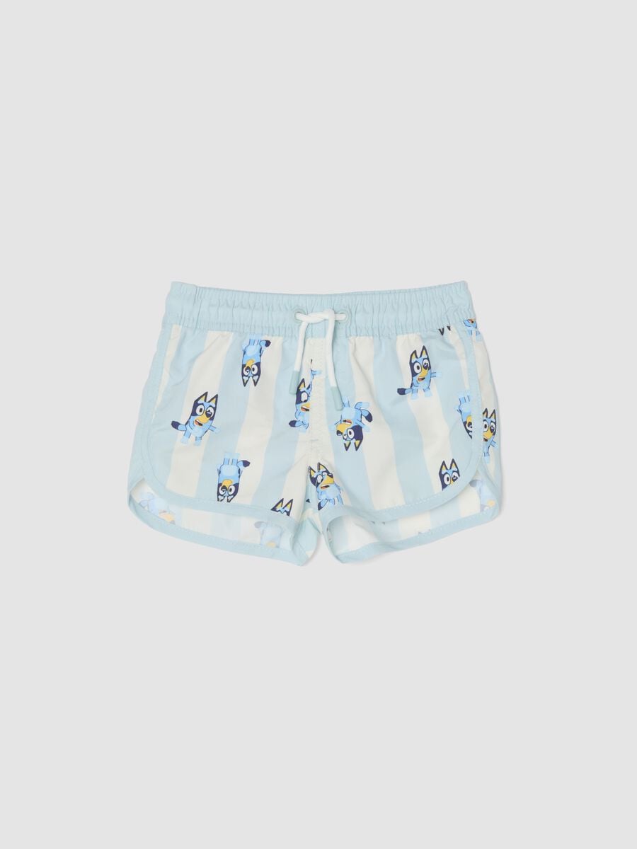 Ba&ntilde;ador tipo short azul claro a rayas con estampado de Bluey para ni&ntilde;o_0