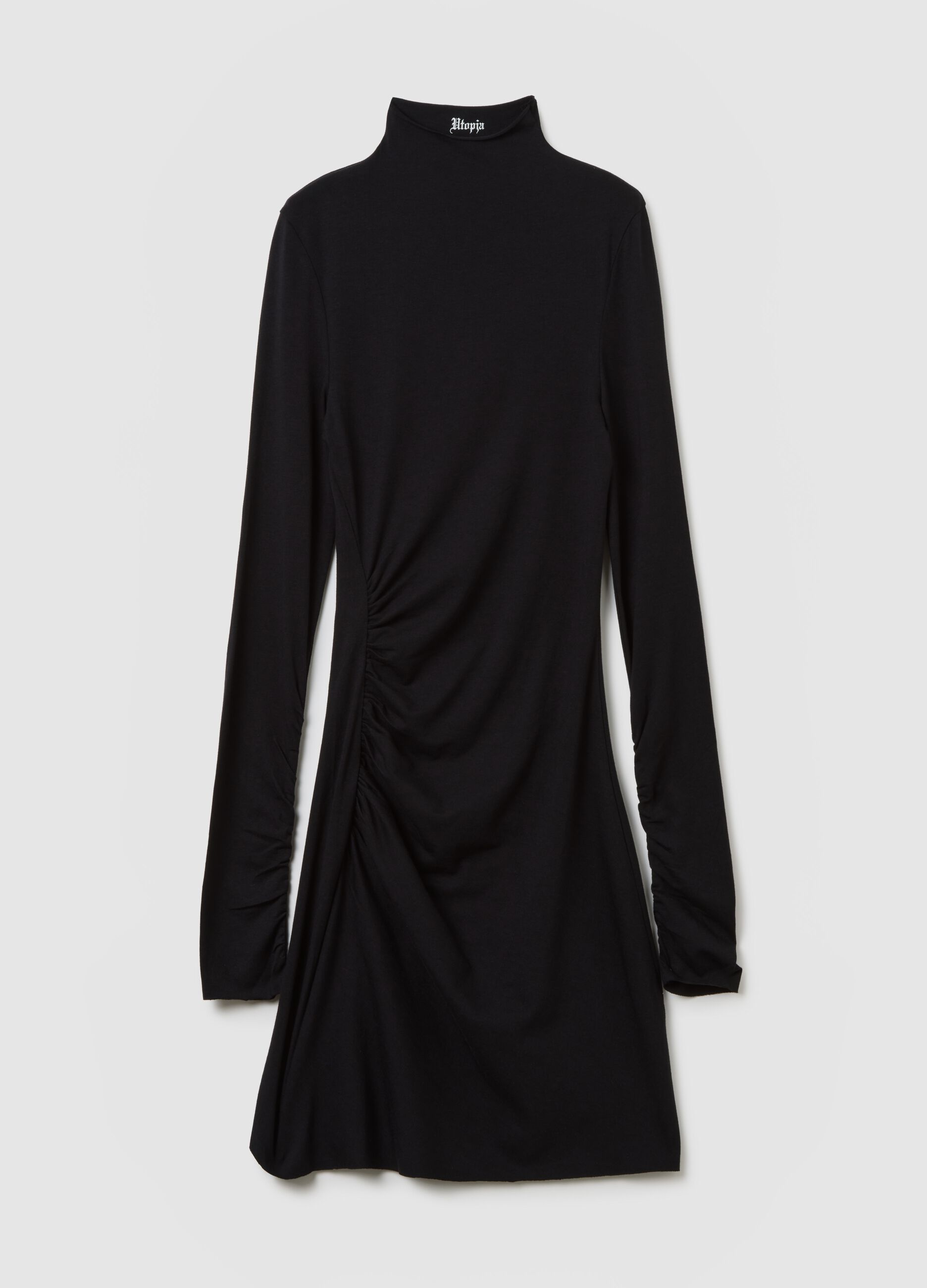 Black Mock-Neck Mini Dress