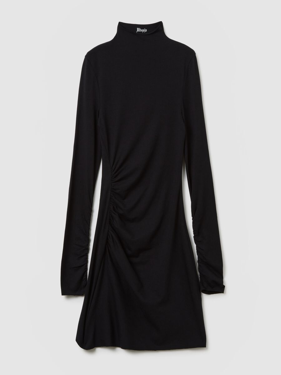 Black Mock-Neck Mini Dress_5