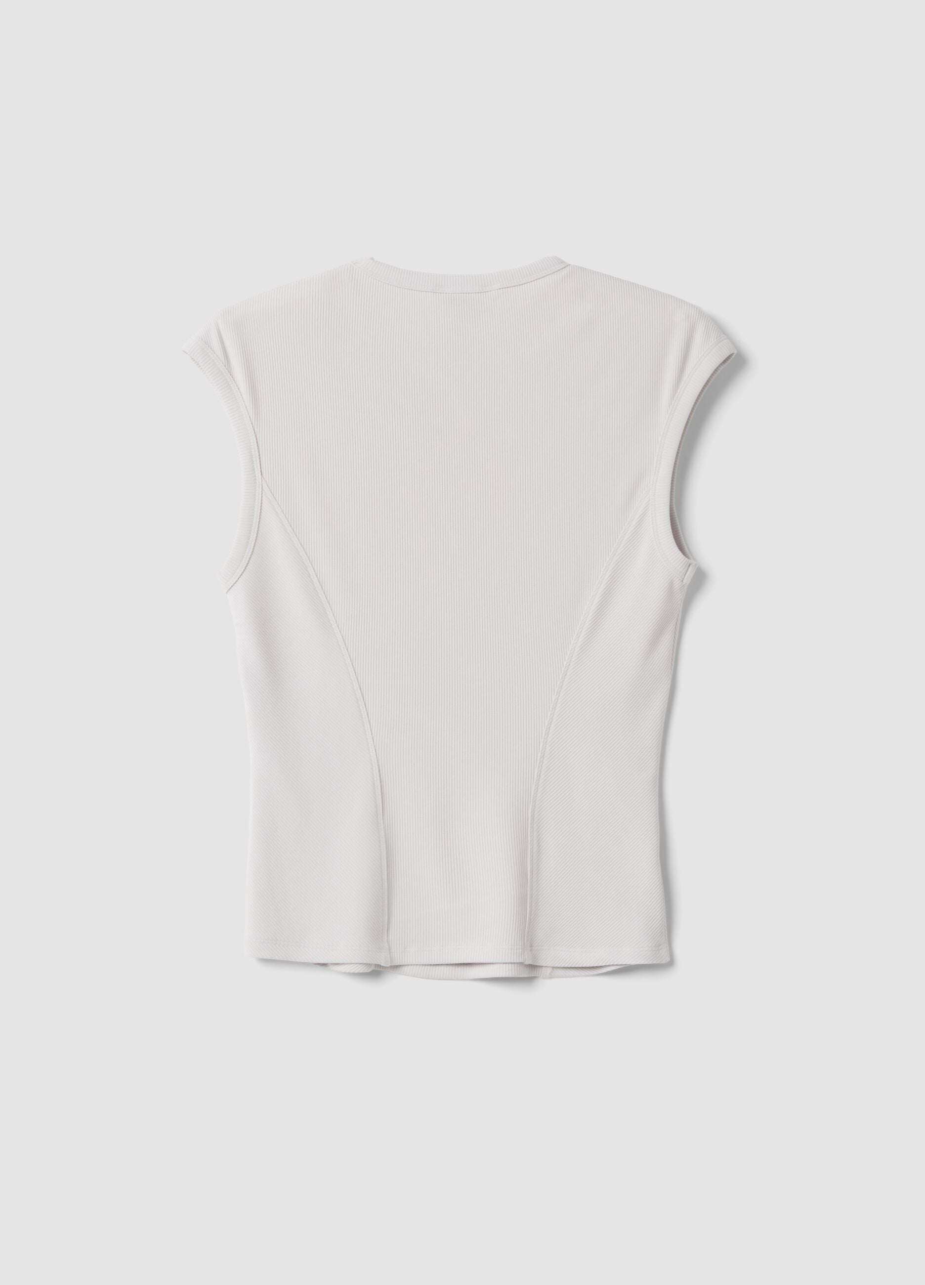 T-shirt fitted bianca in modal elasticizzato a costine ALTAVIA STUDIO