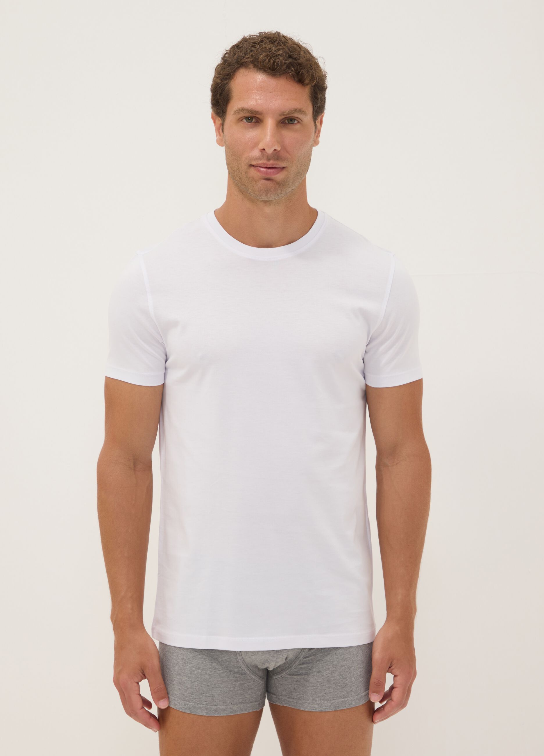 White Supima cotton crew-neck T-shirt, regular fit