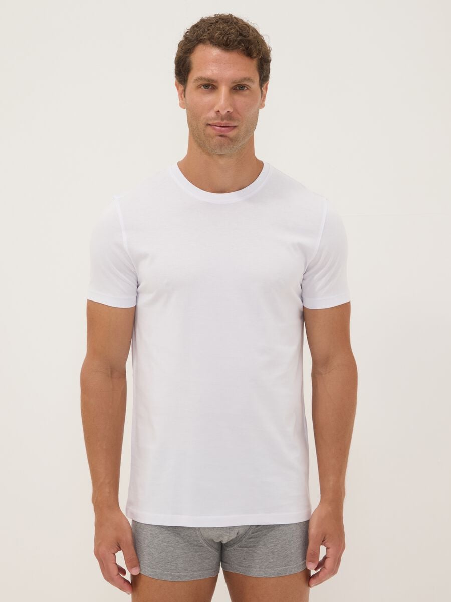 White Supima cotton crew-neck T-shirt, regular fit_0