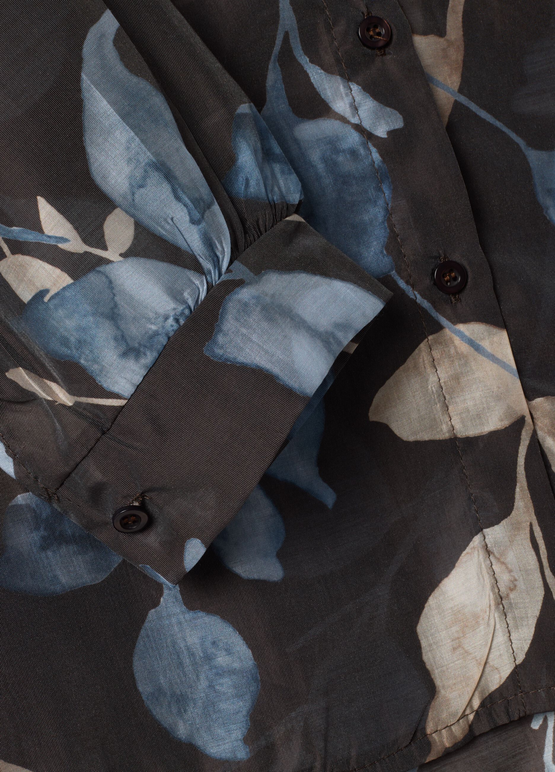 Brown lyocell-blend regular-fit shirt with foliage print