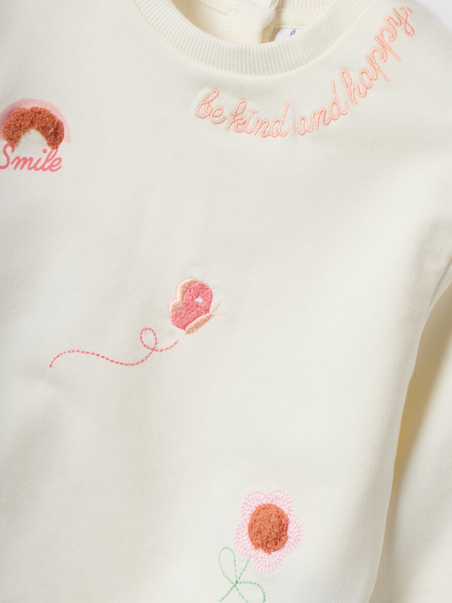 Weisses Sweatshirt aus Stretch-Baumwolle mit Stickerei f&uuml;r Baby-M&auml;dchen, Regular Fit_2