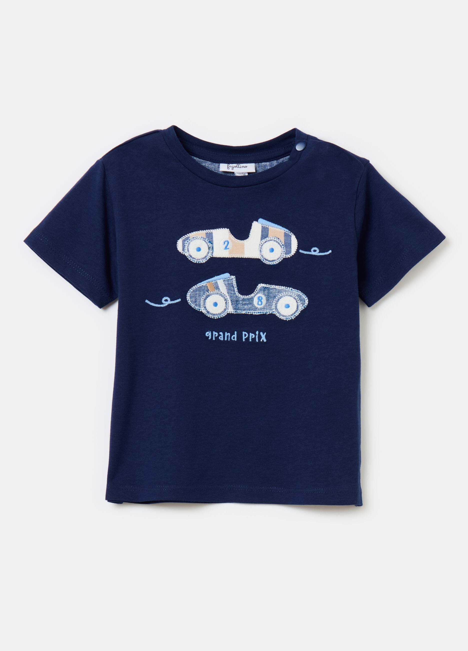 Cotton T-shirt with racing car patch