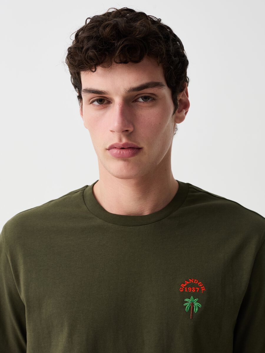 T-shirt with logo embroidery and palm_2