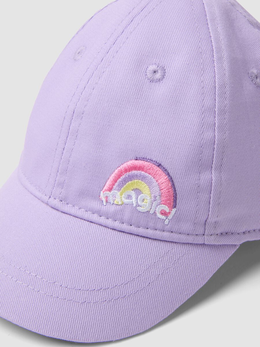 Purple pure cotton baseball cap for kids with embroidery_1