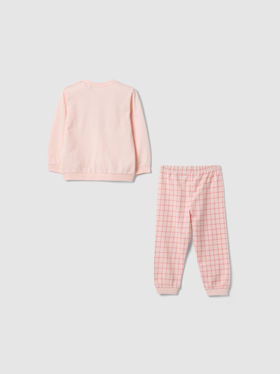 Pijama rosa de algod&oacute;n puro para beb&eacute; ni&ntilde;a con estampado de osito, corte regular_1