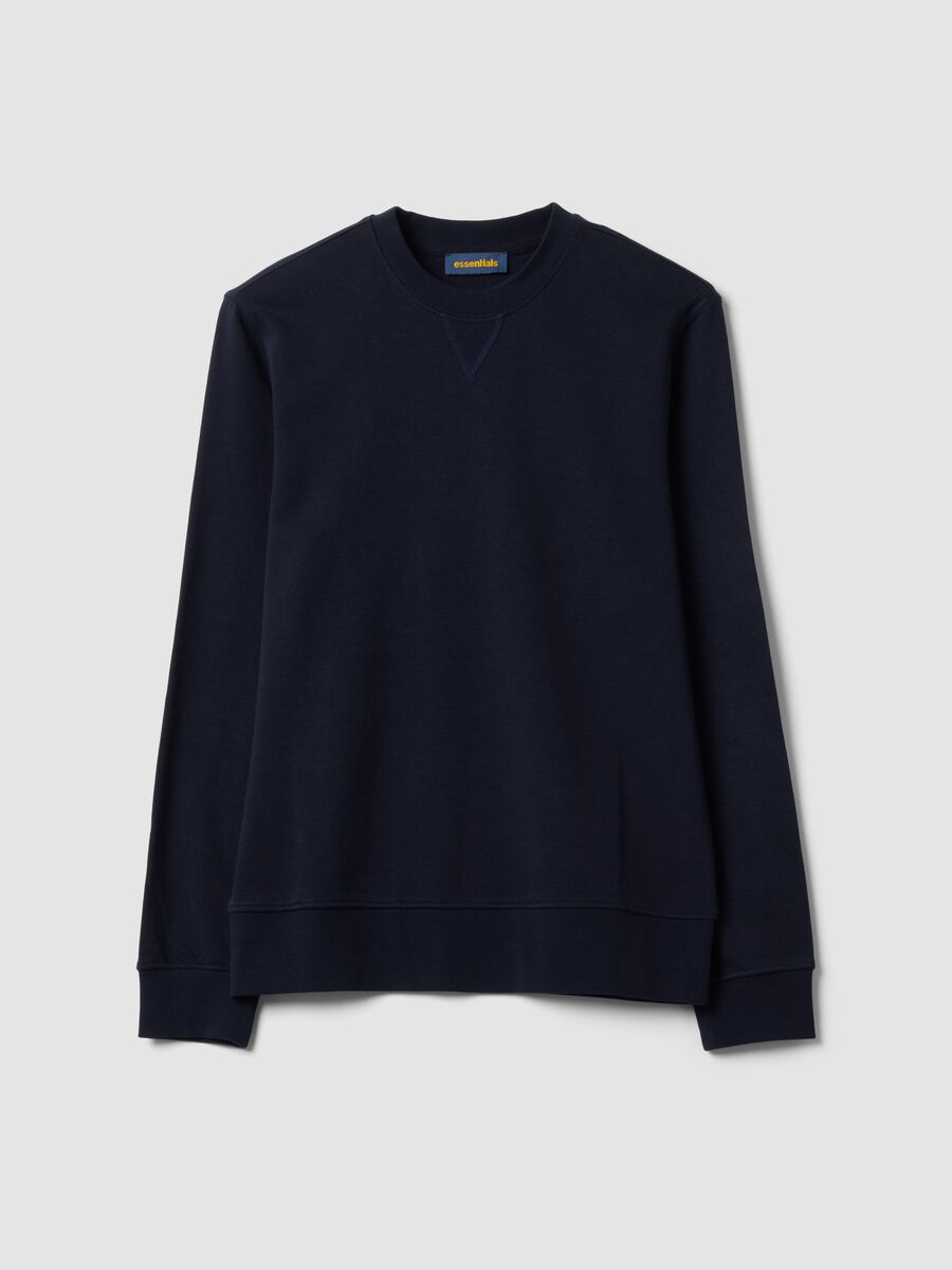 Blue crew-neck sweatshirt in cotton blend, regular fit_0