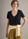 Black pure cotton V-neck regular fit T-shirt_0
