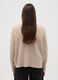 Beige stretch fabric oversized fit pullover with crew neck_2