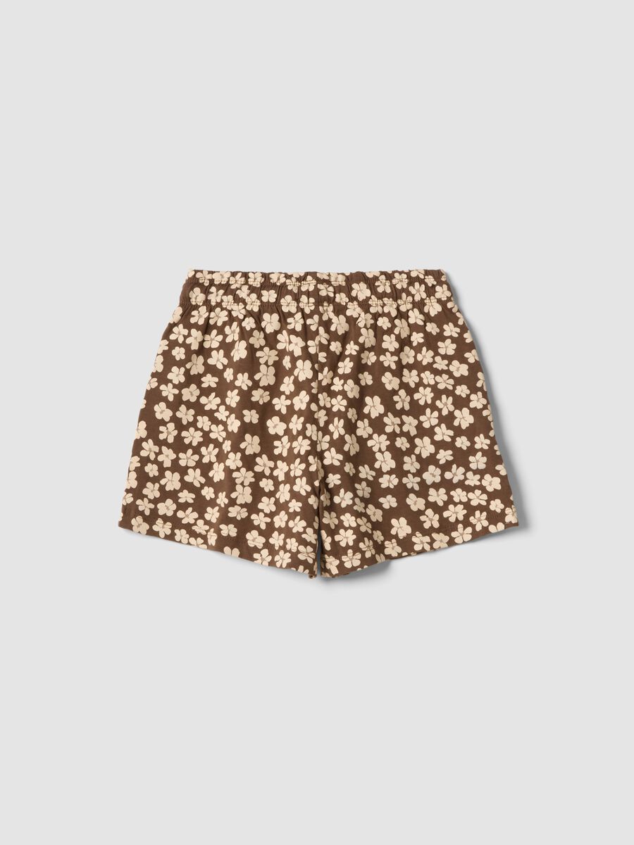 Beige Shorts aus reiner Baumwolle mit Herzprint_1