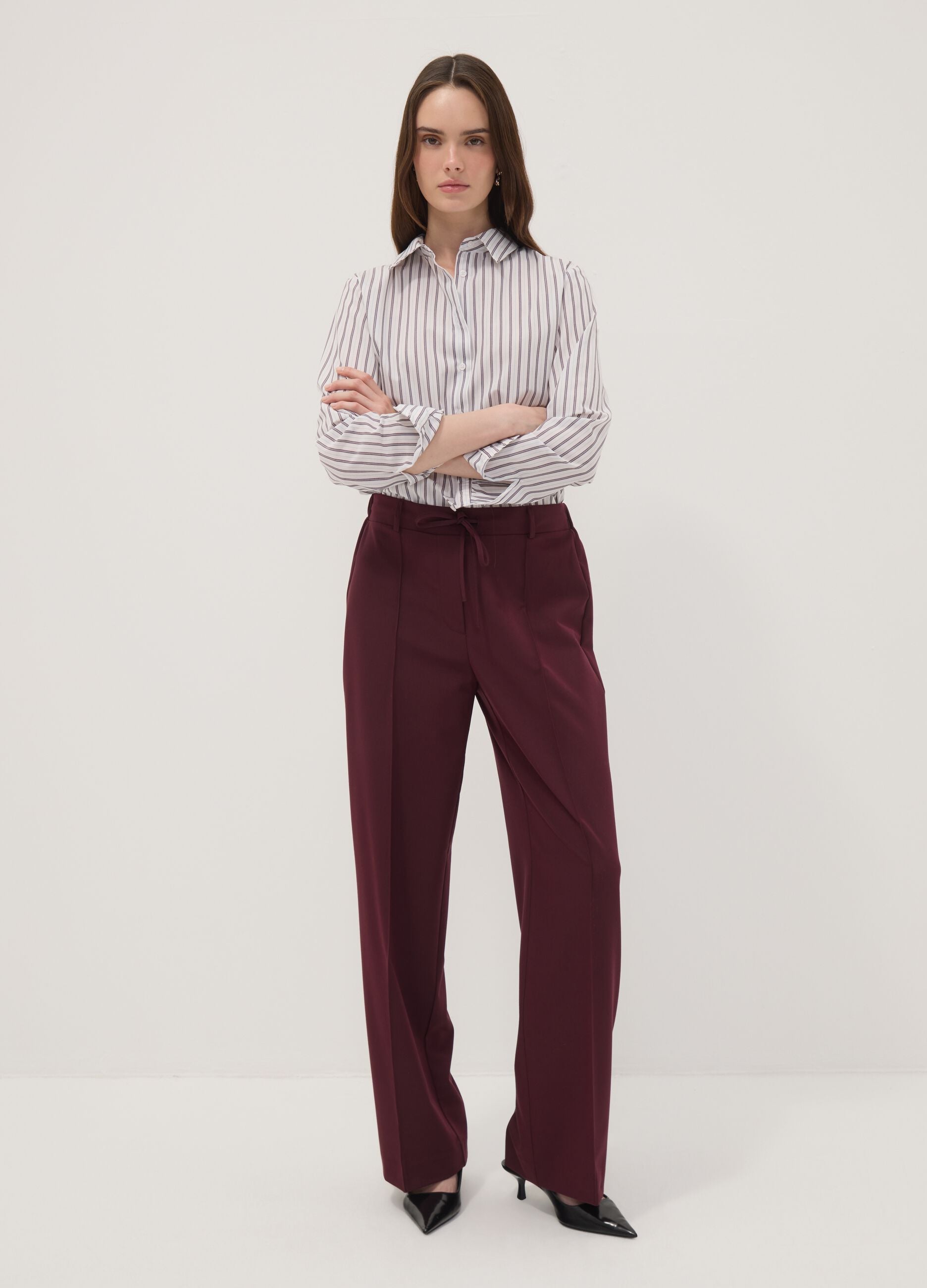Violette Straight-Fit-Hose aus elastischer Viskose