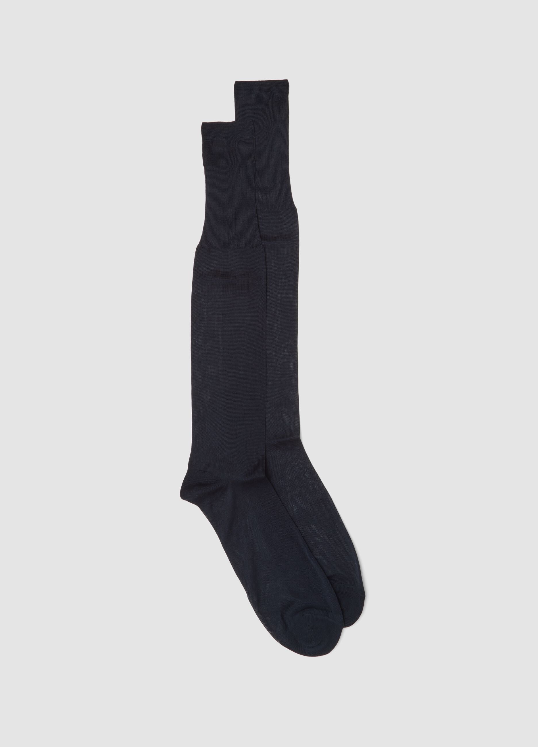 Blue long socks in pure cotton