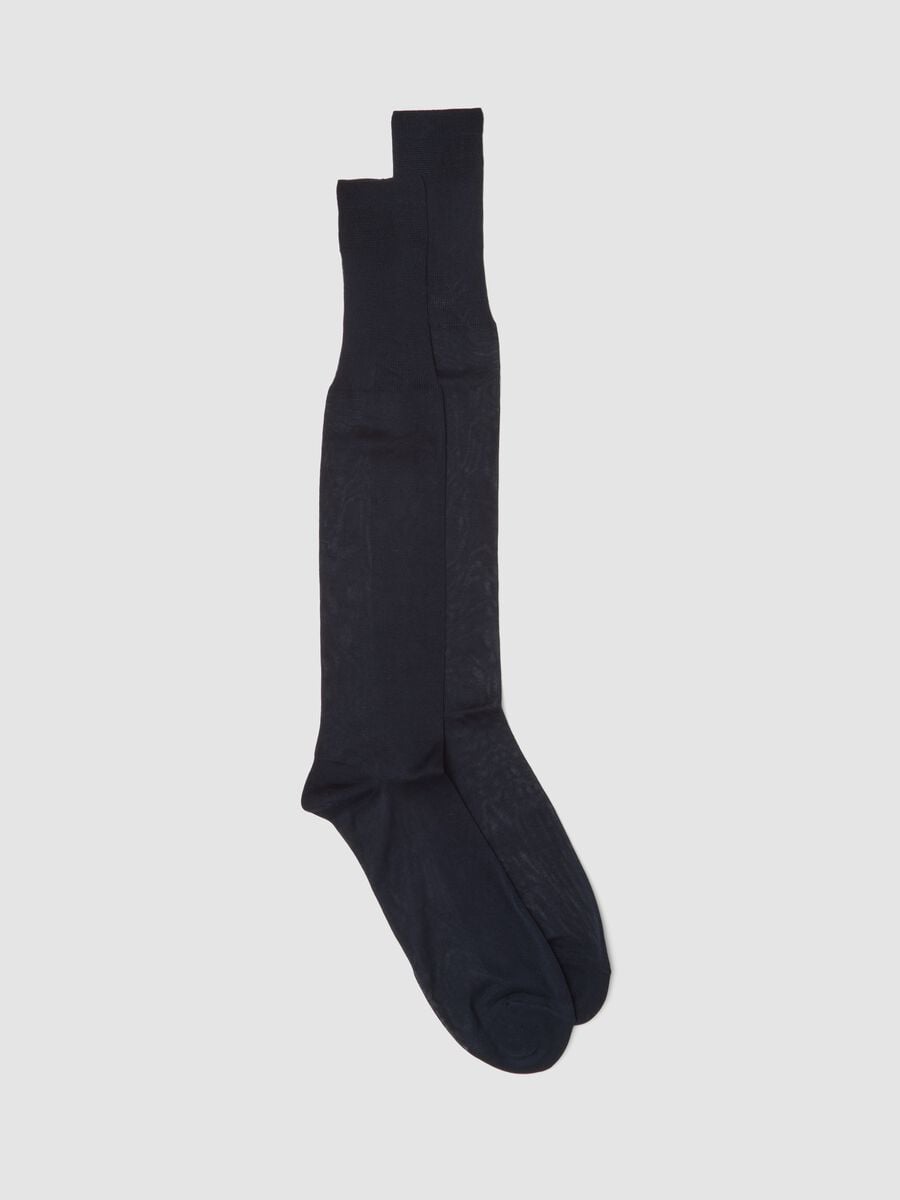 Blue long socks in pure cotton_0