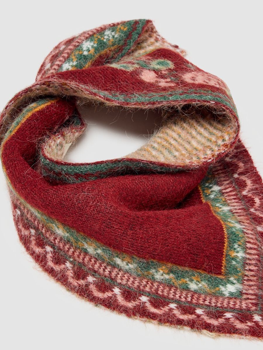 Red stretch-wool jacquard scarf_1