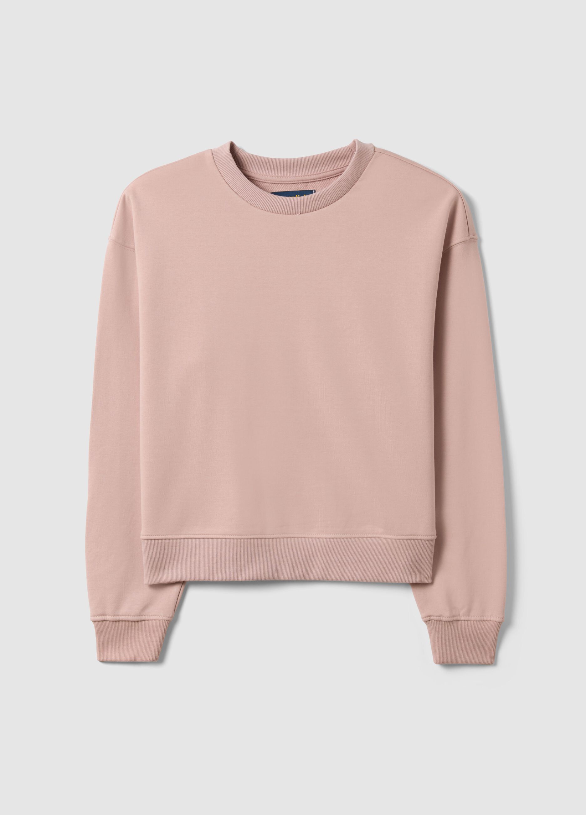 Pink cotton-blend sweatshirt in regular fit with round neck
