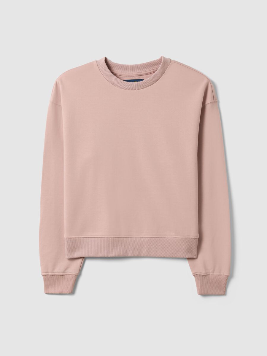 Sudadera rosa de mezcla de algod&oacute;n en ajuste regular con cuello redondo_4